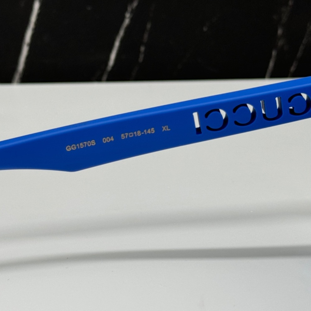 NEW GUCCI GG1570S 004 UNISEX SUNGLASSES GUCCI GG 1570S 004 BLUE SQUARE EYEWEAR - Picture 9 of 11